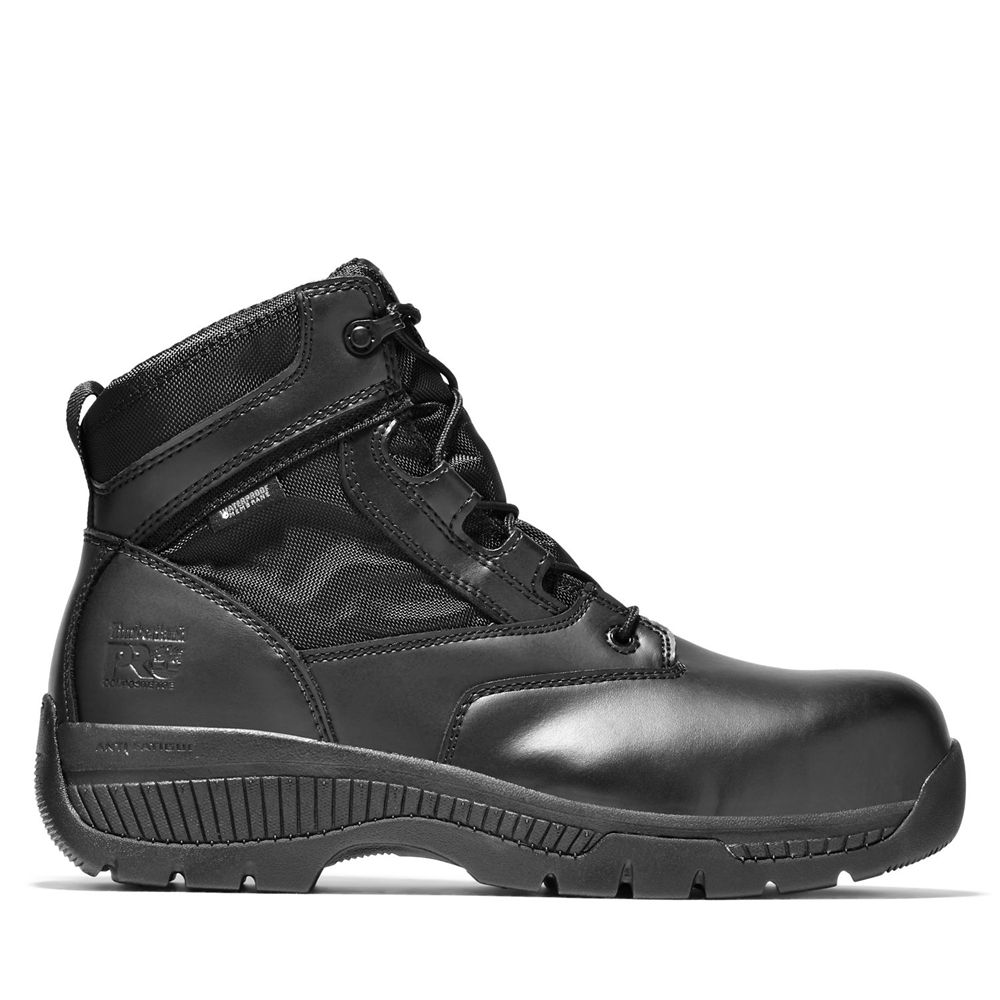 Botas Pro Timberland Argentina Hombre - Pro Valor™ Duty 6" Side-Zip Comp Toe - Negras - RZGHYN-153